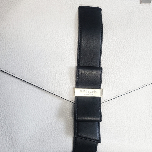 RARE Kate Spade NY Rosaline Bow Black & White Leather Satchel Shoulder B… - Picture 3 of 16